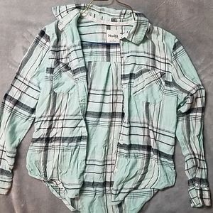 Teal, grey, and white flannel